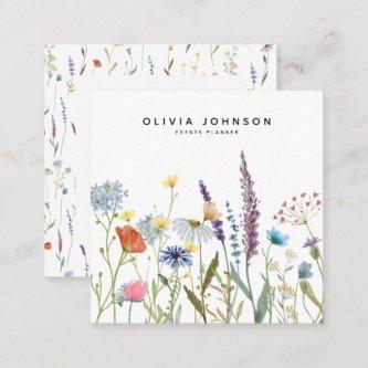 Watercolor Wildflower Floral  Square