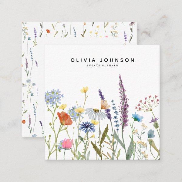 Watercolor Wildflower Floral  Square