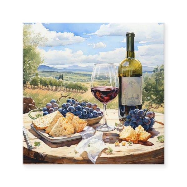 Watercolor Wine and Vineyard Background Square