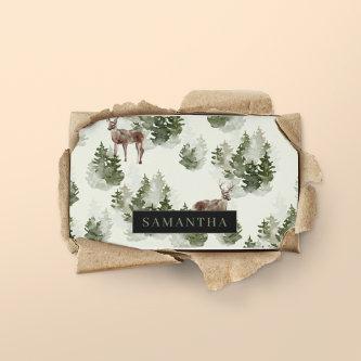 Watercolor Winter Forest Seamless Pattern