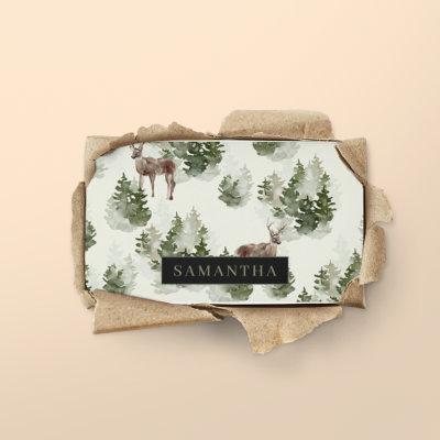 Watercolor Winter Forest Seamless Pattern