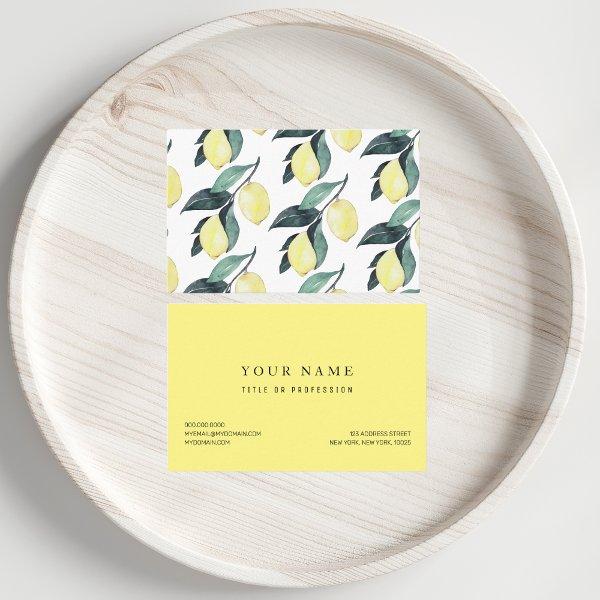 Watercolor Yellow Lemons Seamless Pattern