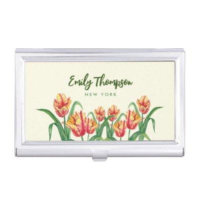 Watercolor Yellow Parrot Tulips Floral Art  Case