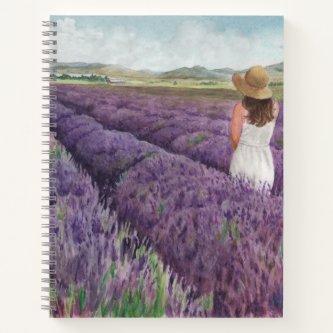 Watercolor Young Living Mona, Utah Lavender Farm  Notebook