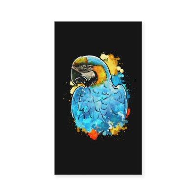 Watercolored Blue Macaw Parrot Bird Painting