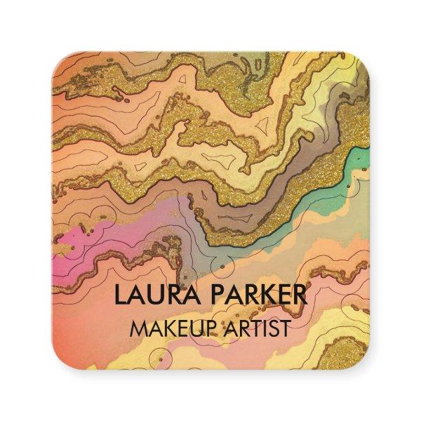 Watercolour abstract Vintage Gold Art Minimal  Squ Square