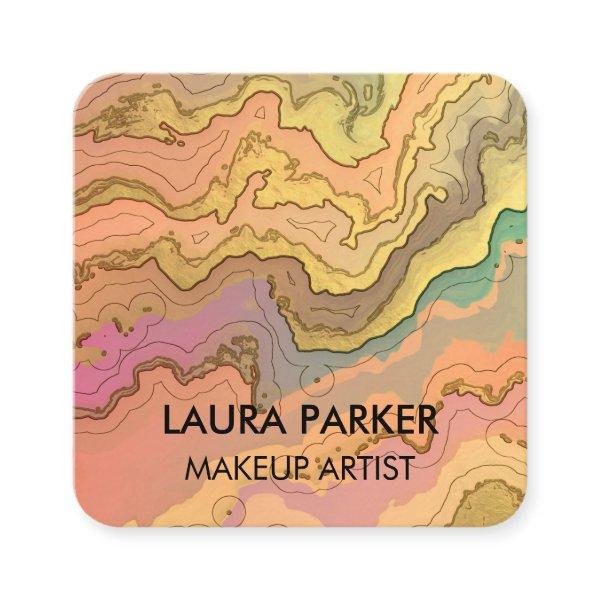 Watercolour abstract Vintage Gold Art Minimal  Square