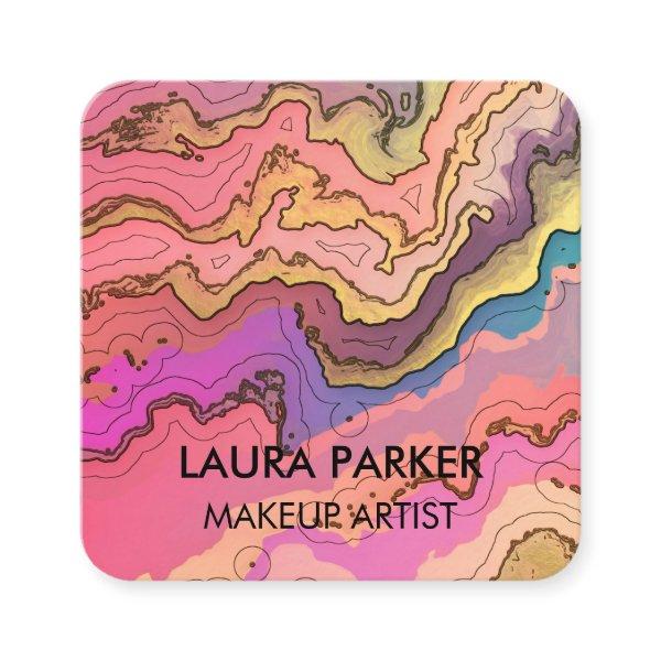 Watercolour abstract Vintage Gold Pink Art  Square
