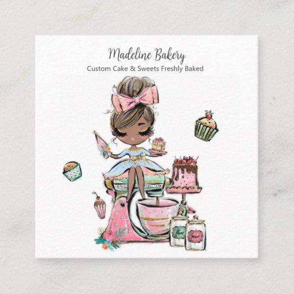 Watercolour Bakery Mixer Pastry Sweets Cakes    Square