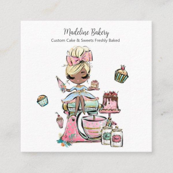 Watercolour Bakery Mixer Pastry Sweets Cakes  Square
