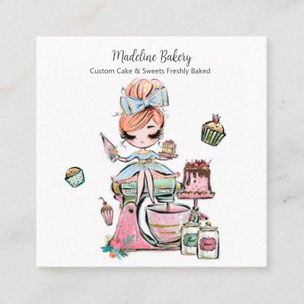 Watercolour Bakery Mixer Pastry Sweets Cakes      Square