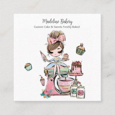 Watercolour Bakery Mixer Pastry Sweets Cakes     Square