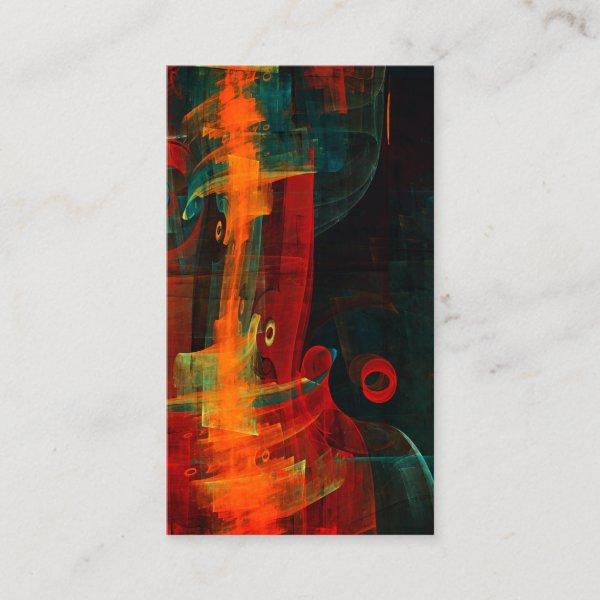 Waterfall Orange Red Blue Abstract Art