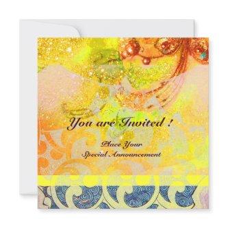 WAVES , bright red brown yellow blue pink sparkles Invitation