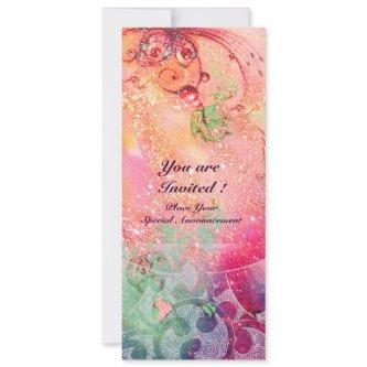 WAVES , bright  red green blue pink gold sparkles Invitation