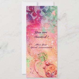 WAVES , bright red green  blue pink gold sparkles Invitation