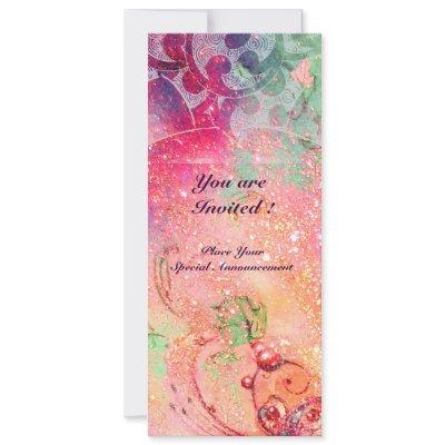 WAVES , bright red green  blue pink gold sparkles Invitation