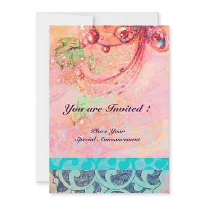 WAVES , bright red green yellow blue pink sparkles Invitation