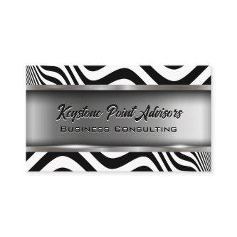 Wavy Black White Lines | Metallic