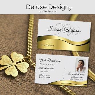 Wavy Gold Decor on Light Gray with Initials Photo