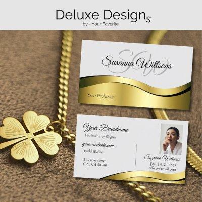 Wavy Gold Decor on Light Gray with Initials Photo