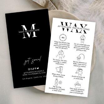 Wax Aftercare Instructions Guide Minimalist Logo