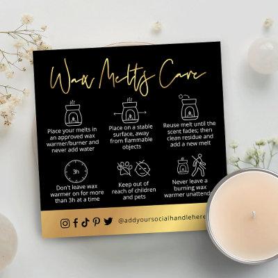 Wax Melts Safety Guide Black & Gold Logo Card