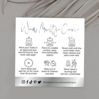 Wax Melts Safety Guide White & Silver Logo Card