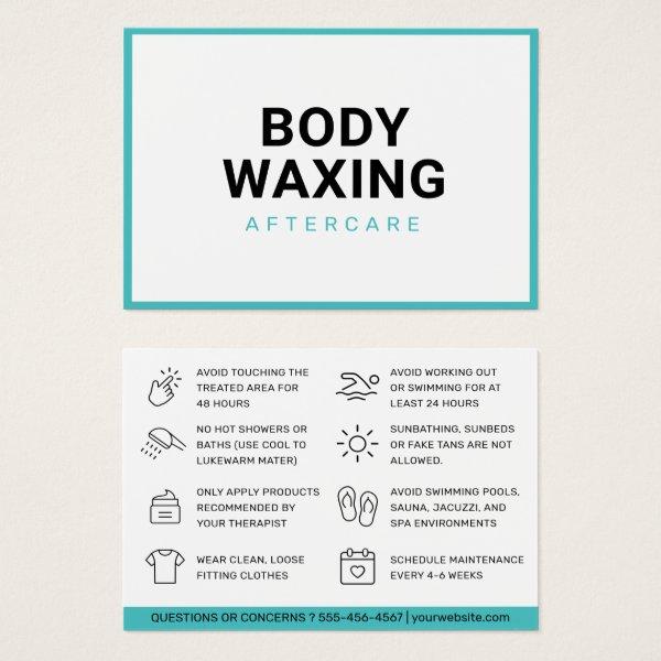 Waxing Aftercare Card Hair Removal Instructions