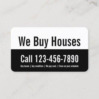 We Buy Houses Black and White Promotional Template