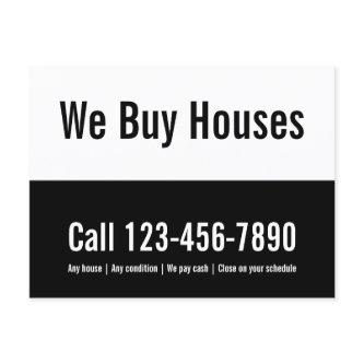 We Buy Houses Black and White Promotional Template Postcard