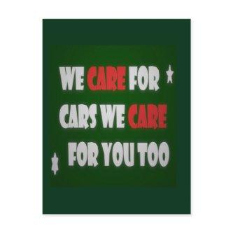 We Care For Cars      Poster Postcard