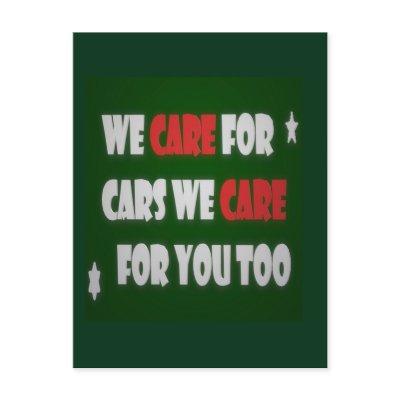 We Care For Cars      Poster Postcard