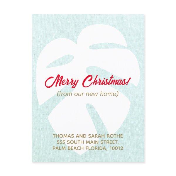 We Moved Monstera Tropical Leaf  Christmas  Postca Postcard