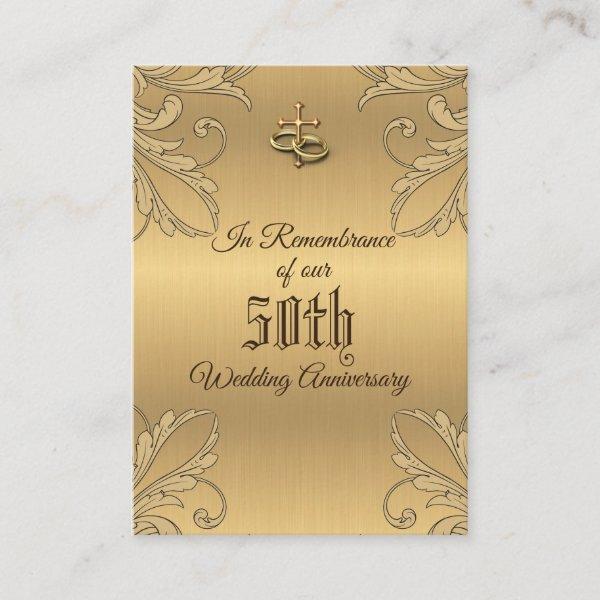 Wedding Anniversary Favor Golden Cross Holy Card