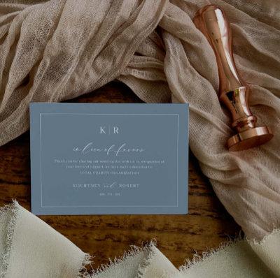 Wedding Charity In Lieu of Favors Enclosure Card