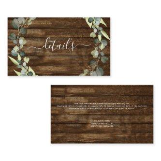 Wedding Details Eucalyptus Rustic Wood Greenery