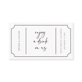 Wedding Drink Ticket Reception Bar Token Card B613