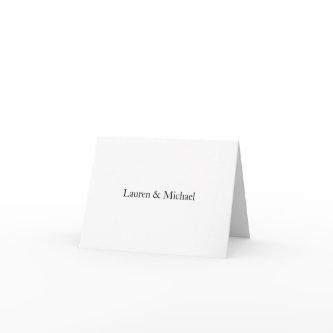 Wedding Elegant Minimalist Classical Black White Note Card