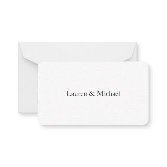 Wedding Elegant Minimalist Classical Black White Note Card