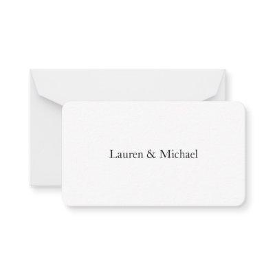Wedding Elegant Minimalist Classical Black White Note Card