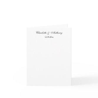 Wedding Elegant Script Creative Black White Note Card