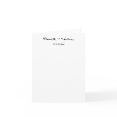 Wedding Elegant Script Creative Black White Note Card