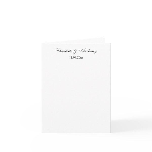 Wedding Elegant Script Creative Black White Note Card