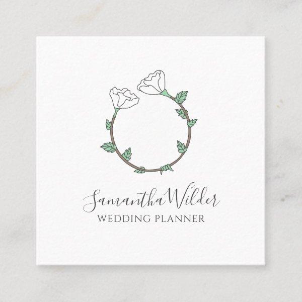 Wedding Planner White Flower Wedding Ring Logo Square
