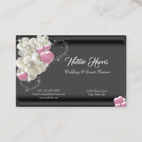 Wedding Planner White Roses Pink Hearts Sparkle