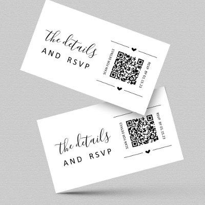 Wedding QR Code RSVP and Details Card Insert