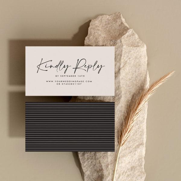 Wedding script modern black white elegant reply