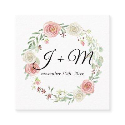 Wedding Suite Stacking Ribbon Blush Floral Wreath Square