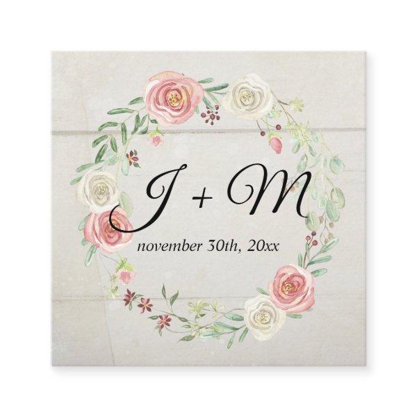 Wedding Suite Stacking Wooden Rustic Floral Wreath Square